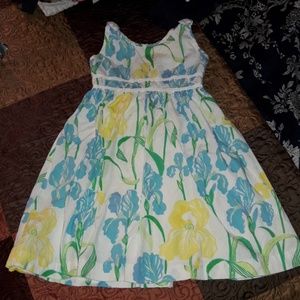 Lilly Pulitzer Girls 6 Iris Dress White Blue Yello